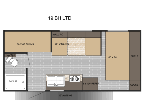 Sunset Park RV Sun Lite - 19BH Floorplan - Travel Trailer RV - 21 ft - 2024 Edition - Image 3