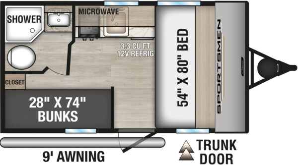 KZ RV Sportsmen Classic - 130BH Floorplan - Travel Trailer - 17 ft - 2025 Edition - Image 4