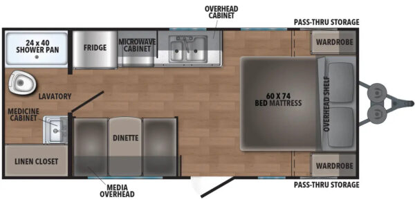 Forest River Shasta Oasis - 18FQ Floorplan - Travel Trailer RV - 23 ft - 2024 Edition - Image 3