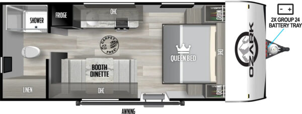 Forest River Ozark - 1610RBLE Floorplan - Travel Trailer RV - 20 ft - 2024 Edition - Image 3